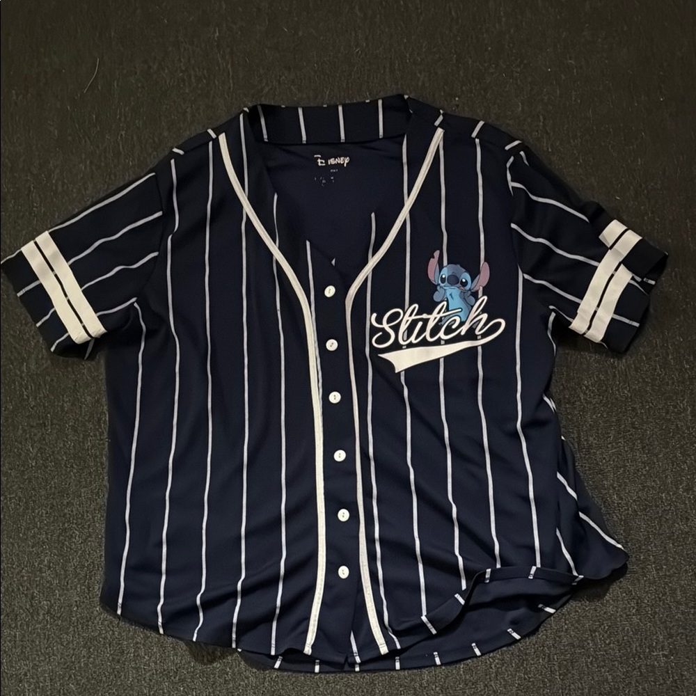 Disney Blue and White Baseball Jersey Classic Pinstripe Design
